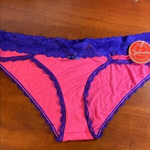 Splendies Women's Pink and Purple Lace Trim Panties